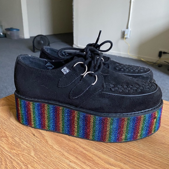 T.U.K. Black Rainbow Wrap Tinsel Creepers - Picture 1 of 1